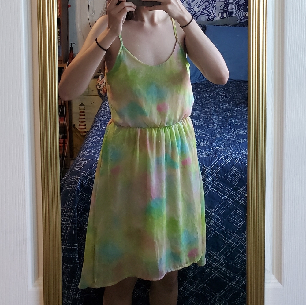 Vintage Rainbow Tie Dye Summer Dress